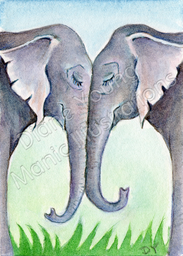 Elephant Friends painting by Diane Young available as a Commission Me This Design