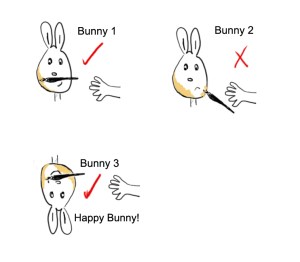 Pictures showing how to use a paintbrush up to the edge of a drawing.