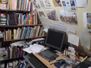 Diane Youngs Art and sketch books in my attic studio.