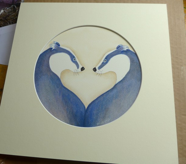 Badger Love original art by artist Diane Young Manic Illustrations Stroud UK