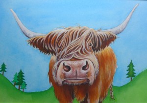Highland Cow Painting by artist Diane Young Stroud