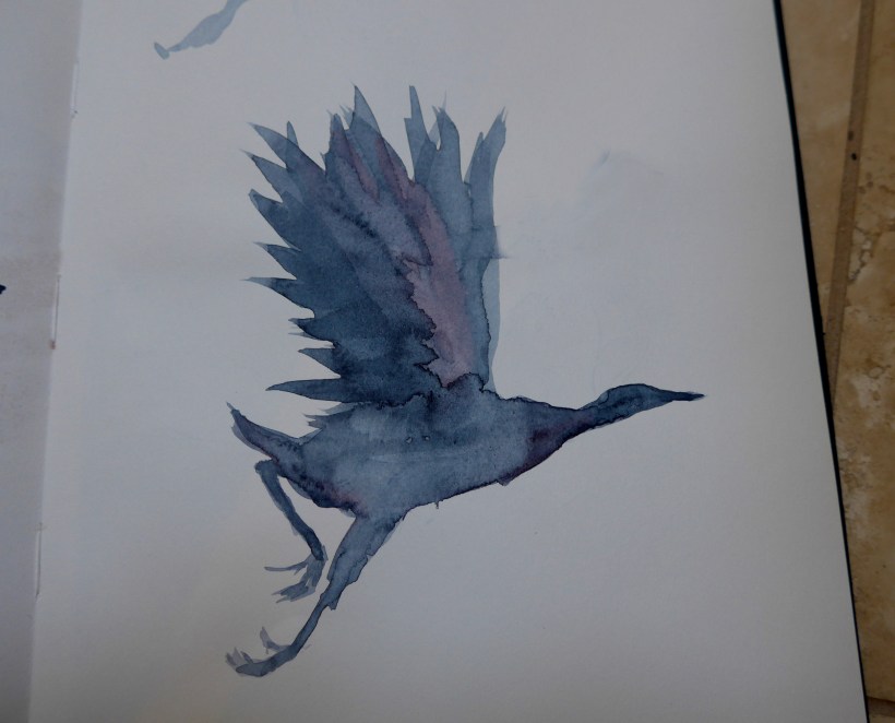 Painting of an Ibis or Crane with a Chinese Brush by artist Diane Young