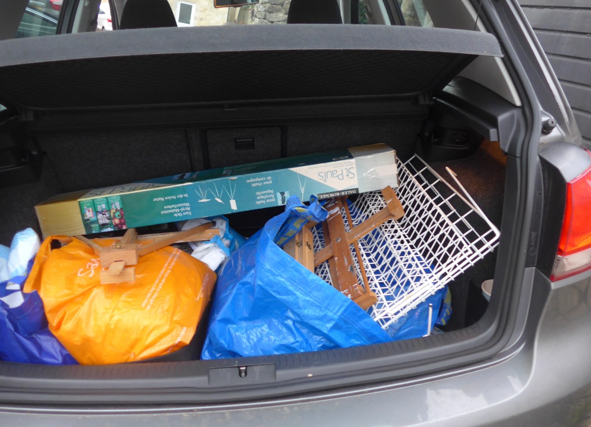 moving my stuff for sale at Christmas fayre.